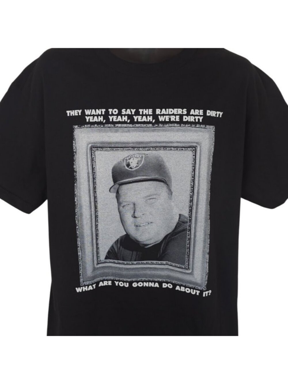 Oakland Raiders T Shirt Mens Size Large Black John Madden Dirty NFL Football